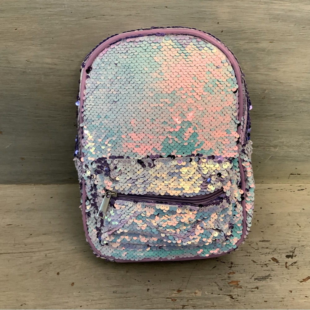 Wonder‎ Nation Purple Reversible Sequin Backpack Purse 8x10.5x3 Like New